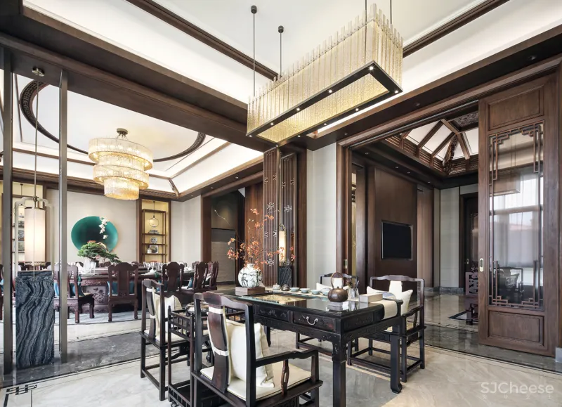 创域新作:1000㎡中式大宅,移步换景,雅韵清风!