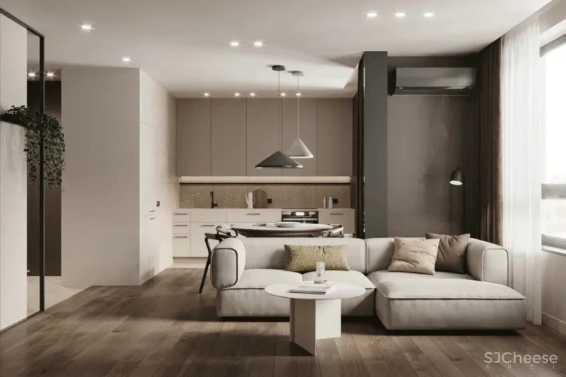 63㎡ 暖灰一居室,“氛围感”十足!