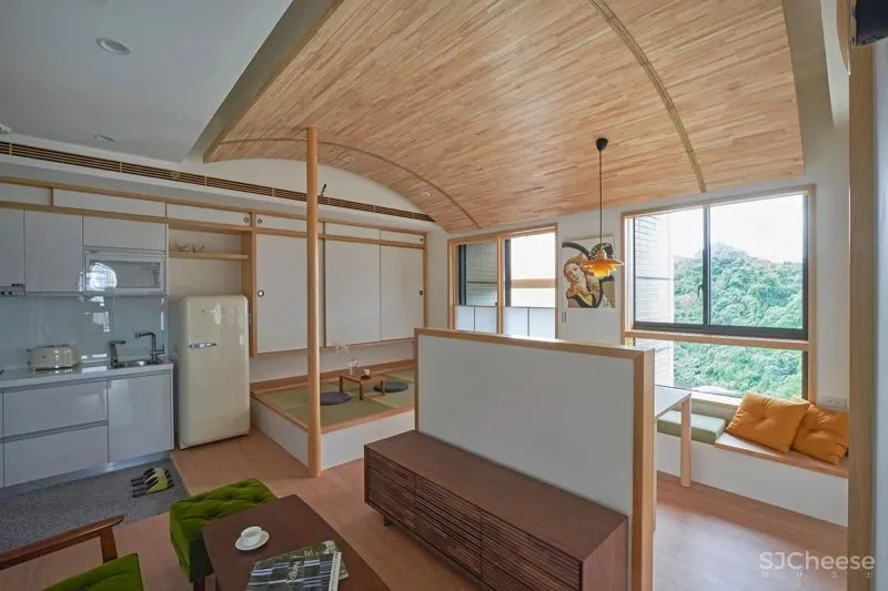 39㎡和风小宅,两室两厅弧形顶面,这设计太强了!