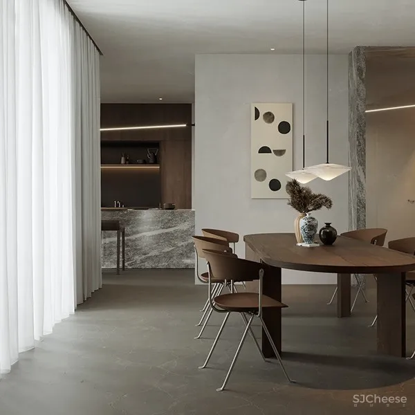 现代简约,冷系材质的完美搭配