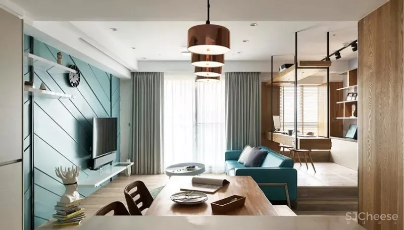 湖水蓝的生活空间!现代风亲子公寓