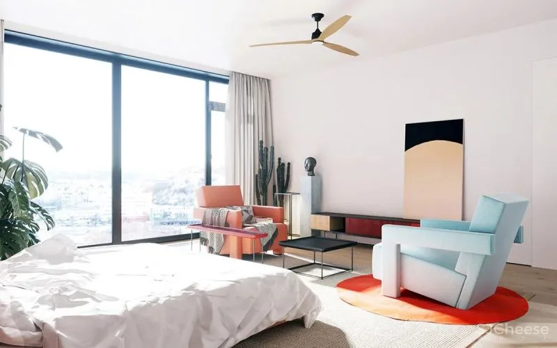 140㎡现代极简,大胆撞色设计,简约清新布置,年轻人的高级感