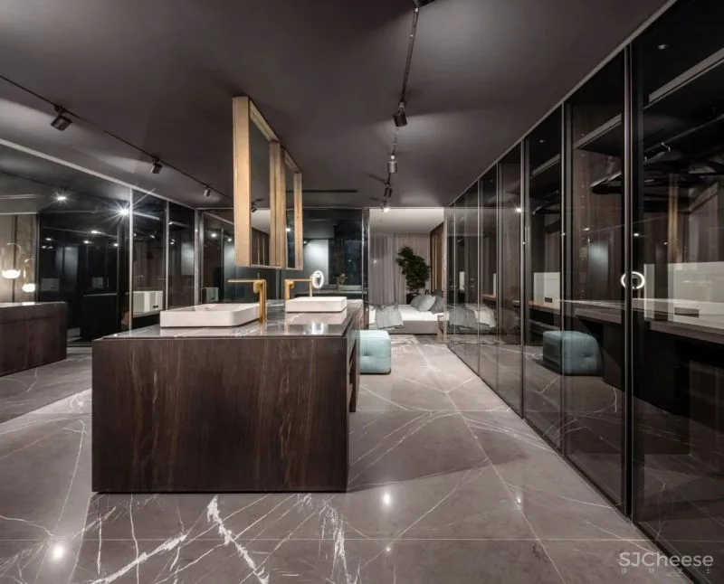 290㎡双层豪宅,大理石与黄铜的碰撞,轻奢又复古!