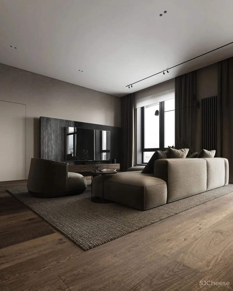 原木灰 南瓜橙,74m²小户型的大宅格调