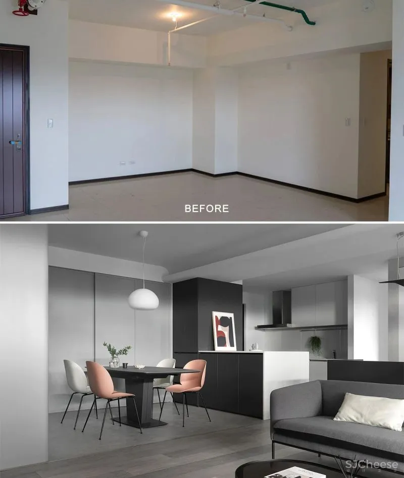 99㎡一家四口的家,灰感轻奢,优雅极致