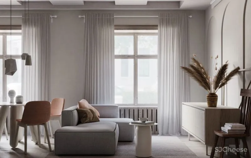 34㎡迷你公寓，用灰泥、木材、陶瓷做出高级感！