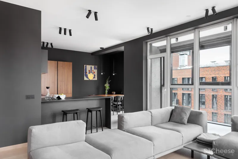 100㎡ 两室一厅，黑色墙面这样使用一点都不沉闷