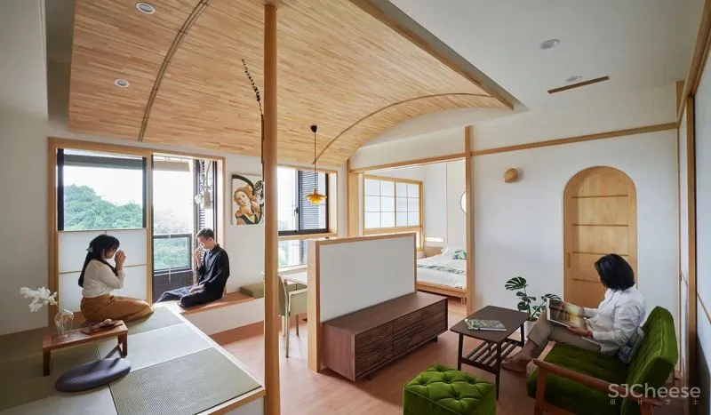 39㎡和风小宅,两室两厅弧形顶面,这设计太强了!