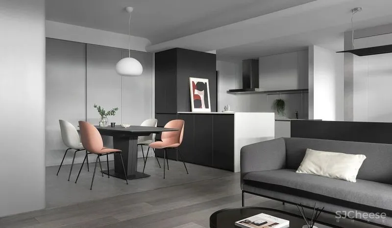 99㎡一家四口的家,灰感轻奢,优雅极致