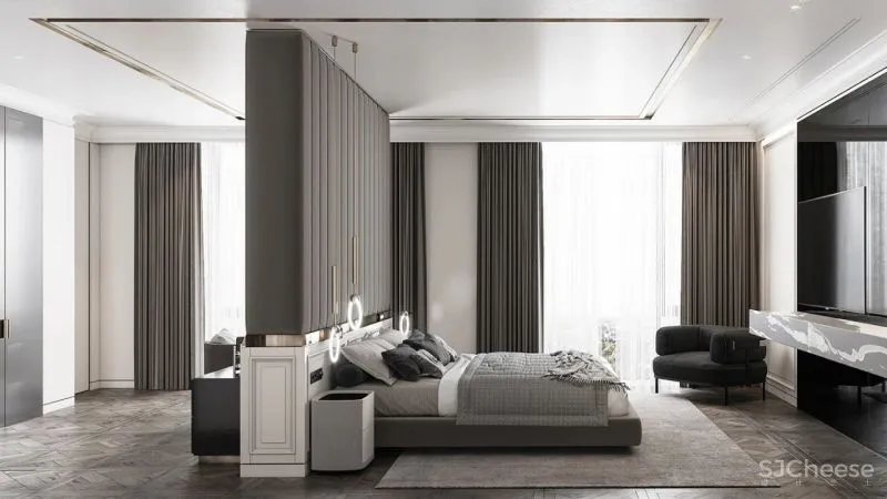 现代黑白灰 优雅石膏线，妥妥大宅范儿