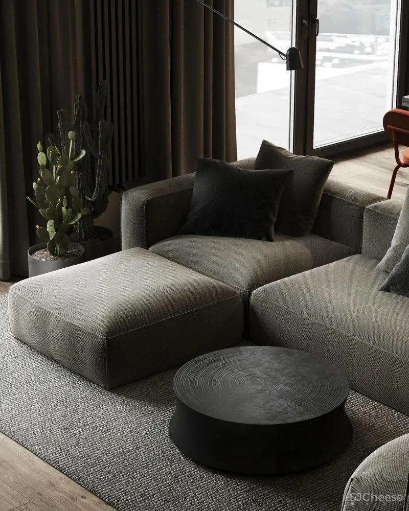 原木灰 南瓜橙,74m²小户型的大宅格调