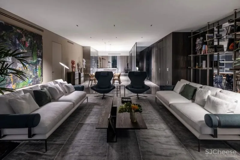 290㎡双层豪宅,大理石与黄铜的碰撞,轻奢又复古!