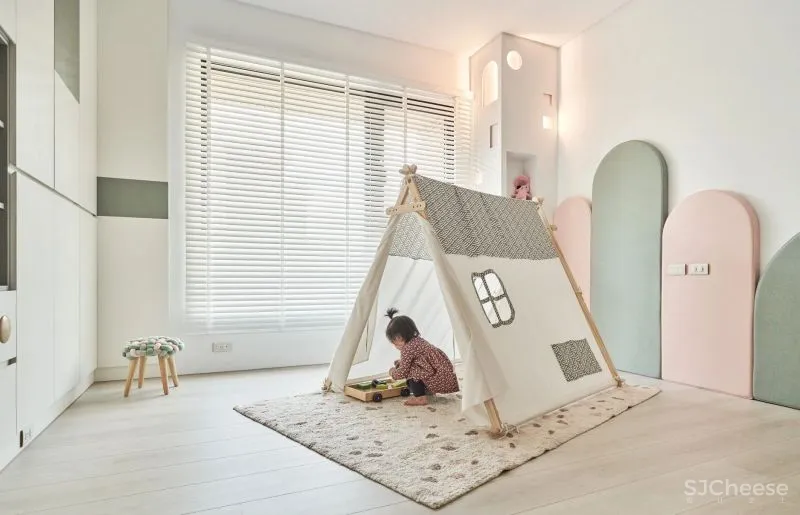 优雅蓝灰色,纯粹温暖的亲子住宅