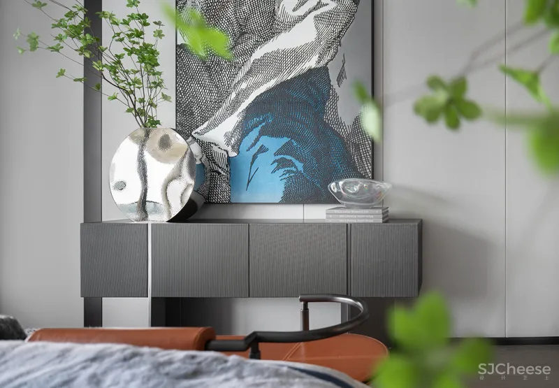 九度设计 165㎡简约大平层,撞色经典蓝,时髦又高级!