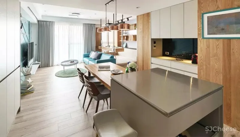 湖水蓝的生活空间!现代风亲子公寓