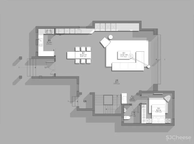 一野设计:原木、大理石、高级灰,诠释500㎡极简墅居
