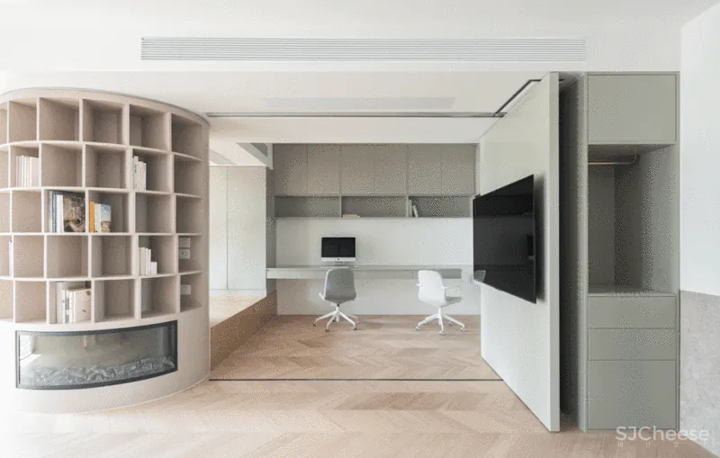 新作 以书架装置为中心的家庭公共空间 涡轮之家,上海 栖斯设计