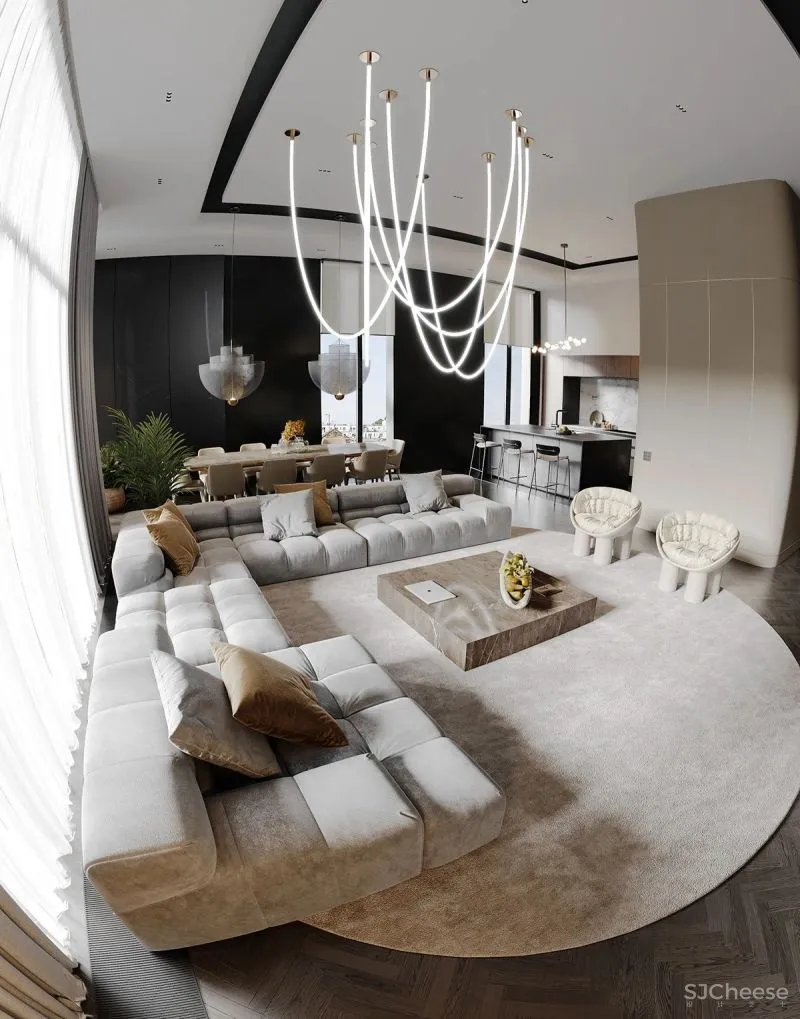 305㎡顶层公寓,用原木打造轻奢质感!