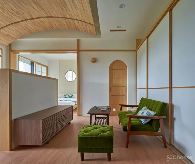 39㎡和风小宅,两室两厅弧形顶面,这设计太强了!