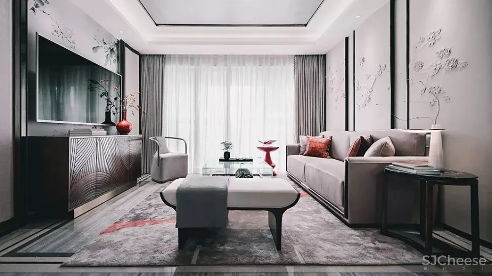 高级灰+中国红,当代东方美学的完美演绎