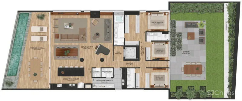 每个户型都有超大泳池,任何大平层跟它比都弱爆了!