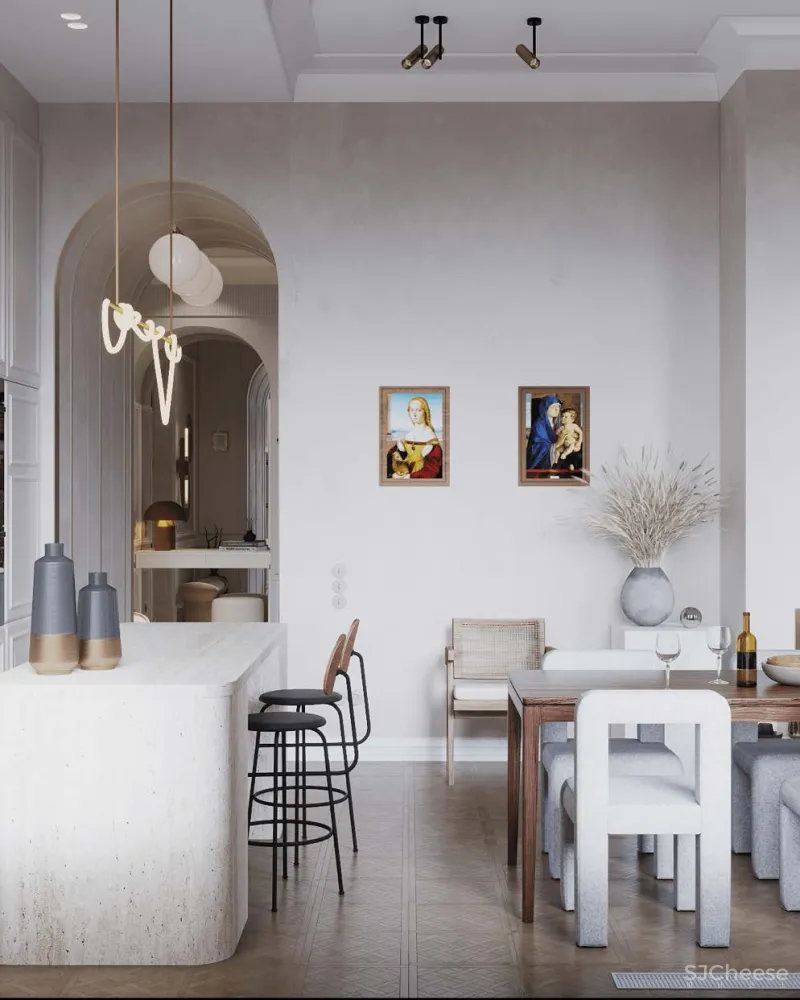 100㎡一室一厅，拱形元素这么用家里颜值翻一倍！