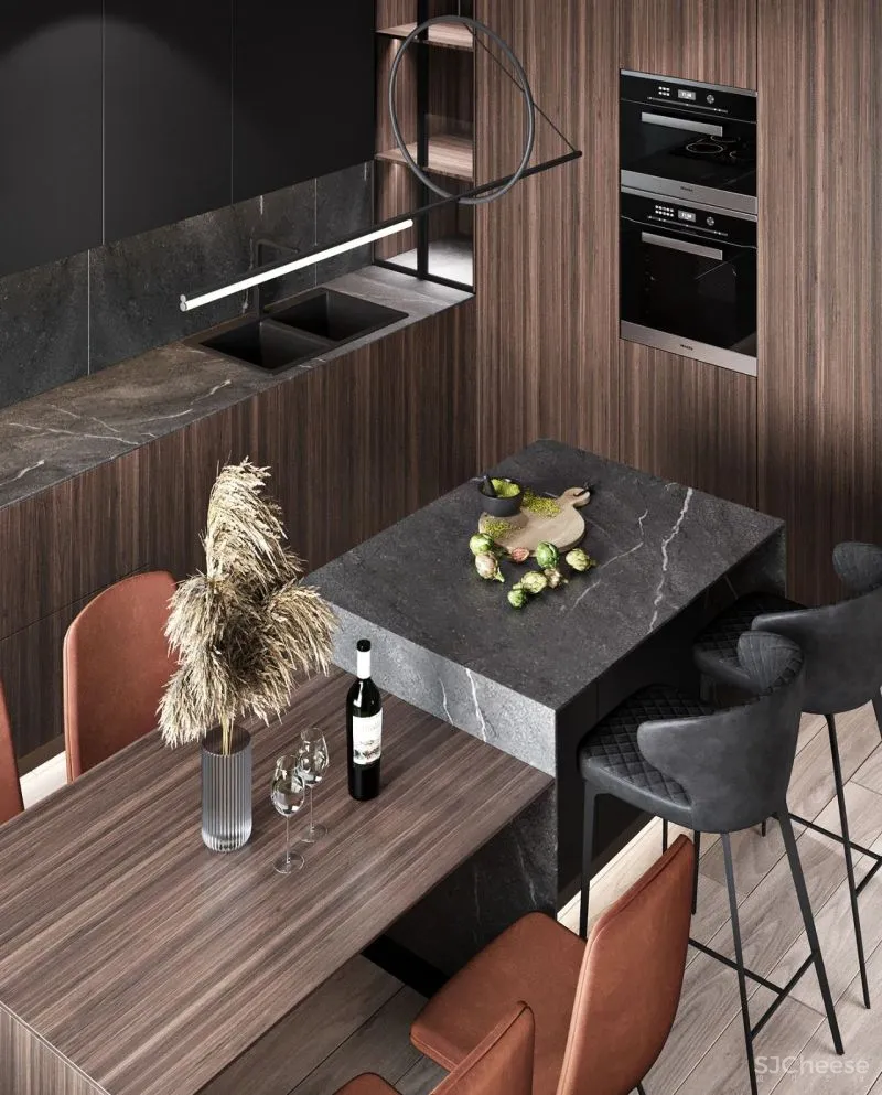 98.3㎡三居室,深色美宅!