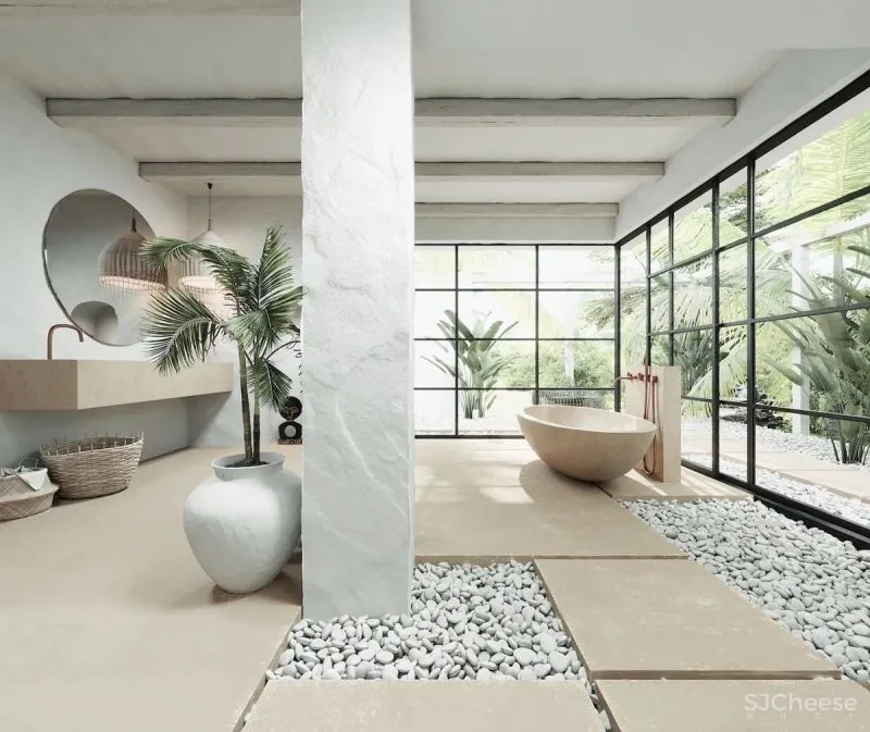 优雅自然风的浴室设计