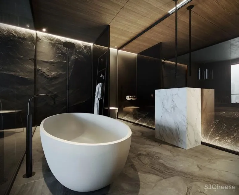 优雅自然风的浴室设计