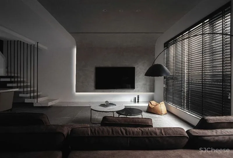 159㎡叠拼,经典黑白灰的至简之美 素图设计