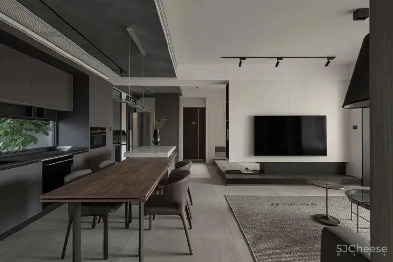 简约黑白灰,LDK一体化设计,拥有MINI花园的轻工业之家 桐里空间设计