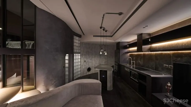 57㎡单人公寓,现代工业风错层空间