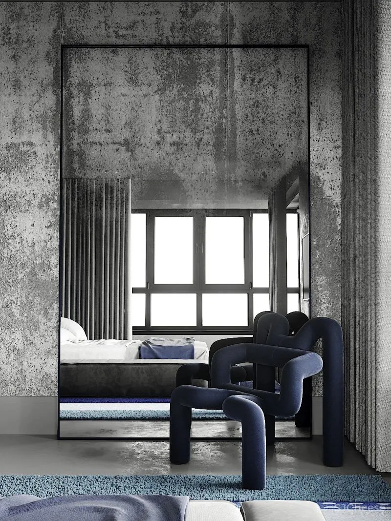 90㎡ 现代工业风,混凝土清漆这么用比大白墙更高级!
