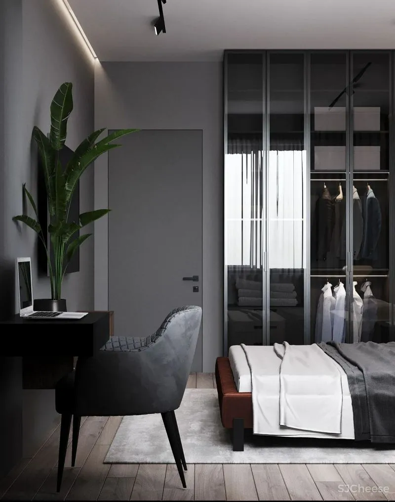 98.3㎡三居室,深色美宅!