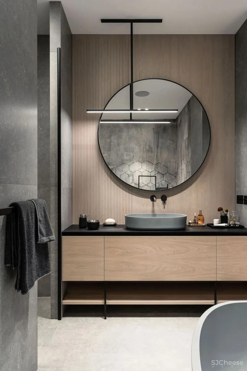 原木色碰撞高级灰,130㎡ 的家简约又有质感