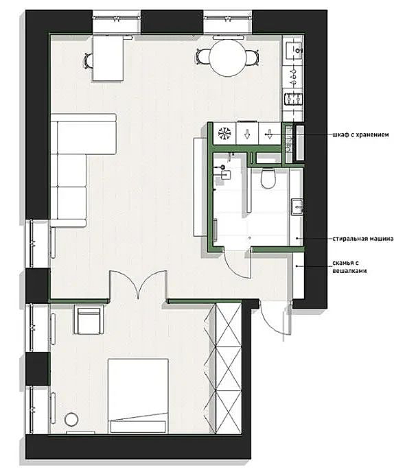 65㎡极简白的家，把卫生间放在“盒子”里，好看又显大！