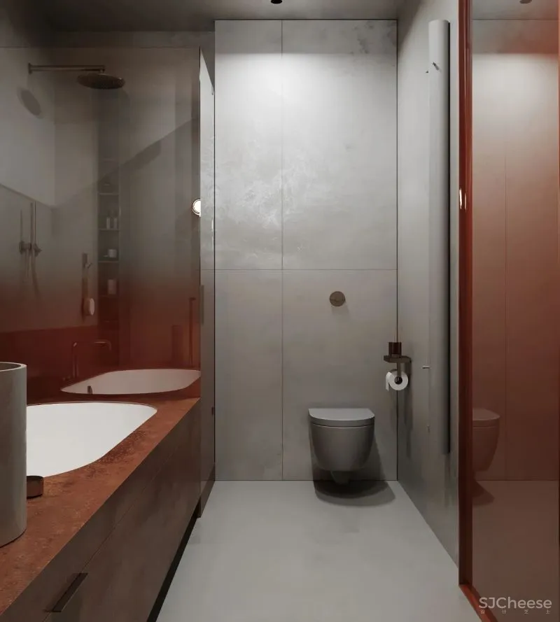 90㎡ 现代工业风,混凝土清漆这么用比大白墙更高级!