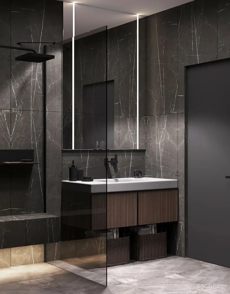 98.3㎡三居室,深色美宅!