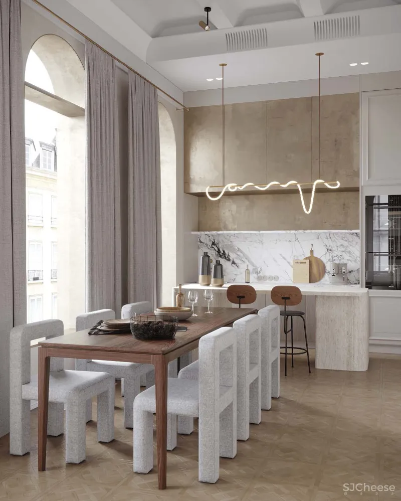 100㎡一室一厅，拱形元素这么用家里颜值翻一倍！