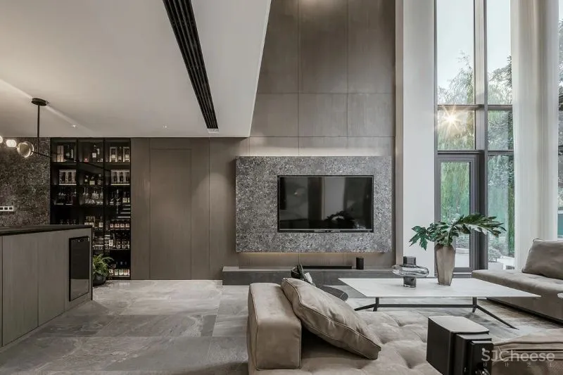 苏州400㎡暖灰大宅,通明洁净的生活享受!