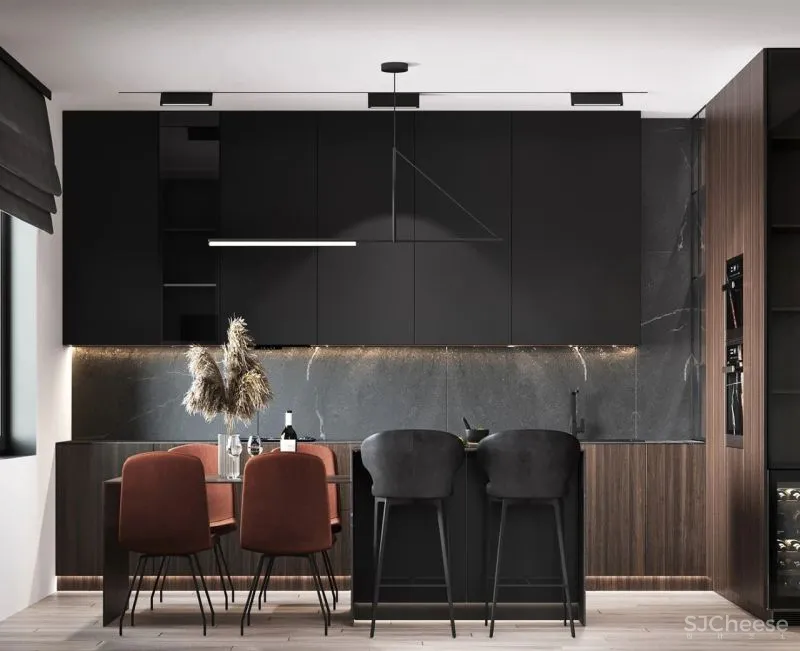 98.3㎡三居室,深色美宅!