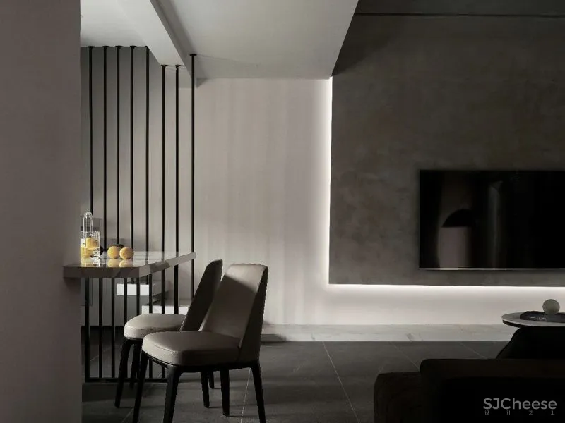 159㎡叠拼,经典黑白灰的至简之美 素图设计