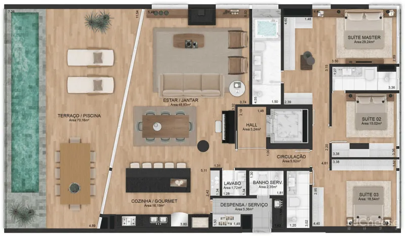 每个户型都有超大泳池,任何大平层跟它比都弱爆了!