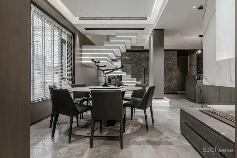 苏州400㎡暖灰大宅,通明洁净的生活享受!