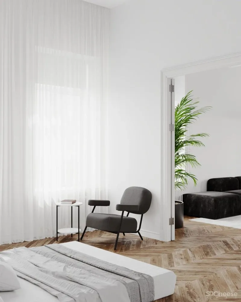 65㎡极简白的家，把卫生间放在“盒子”里，好看又显大！