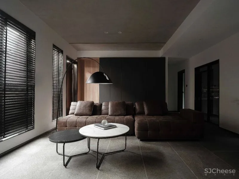 159㎡叠拼,经典黑白灰的至简之美 素图设计