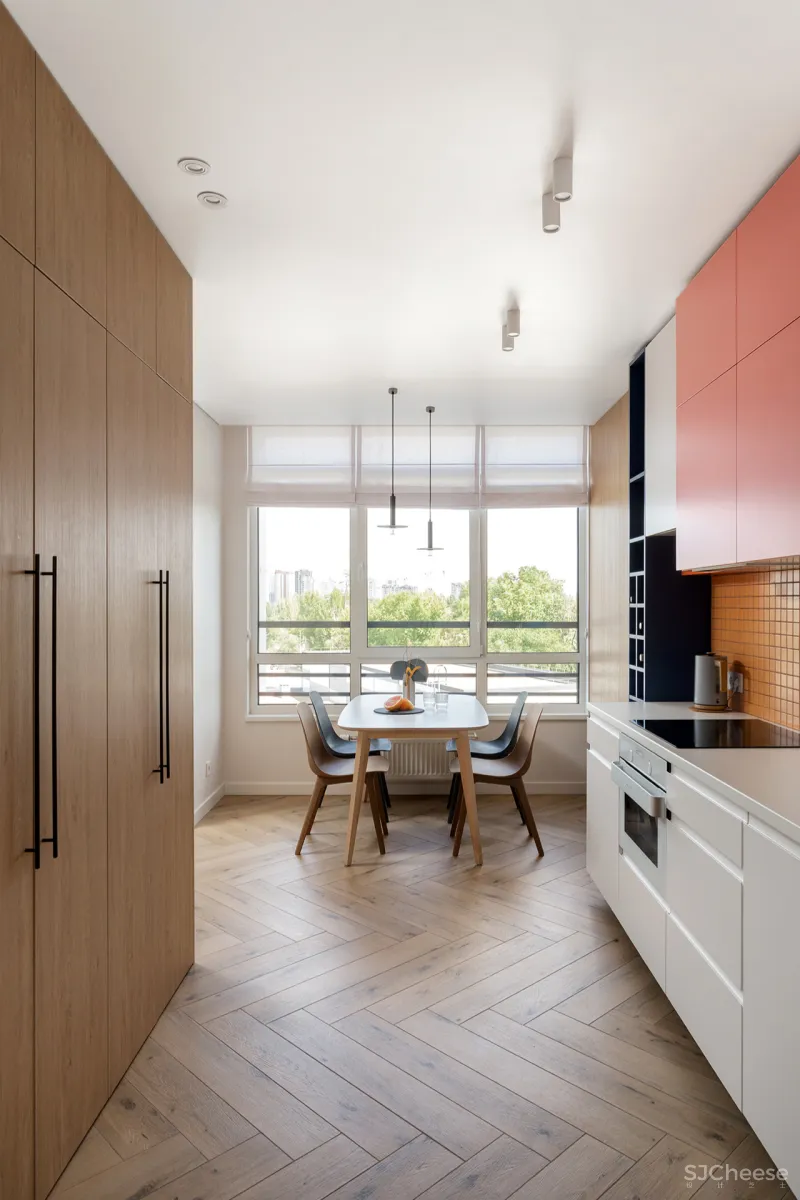 75㎡ 两房两厅，一体式橱柜这样用，收纳超多又显大