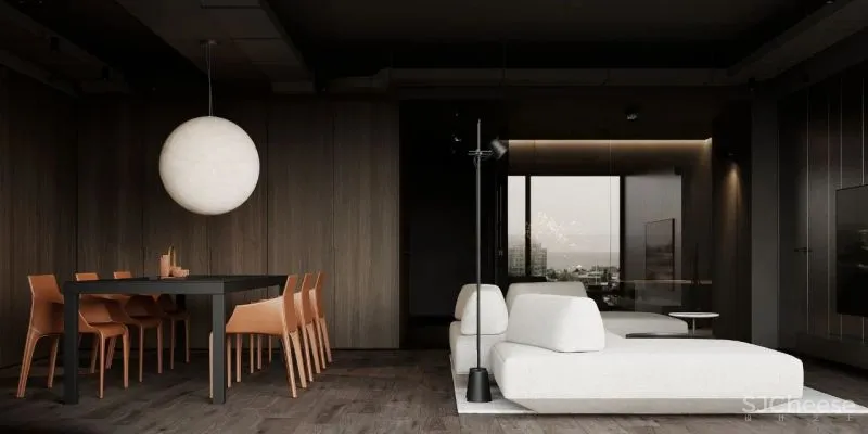 微水泥与木饰面,无限放大的高级感