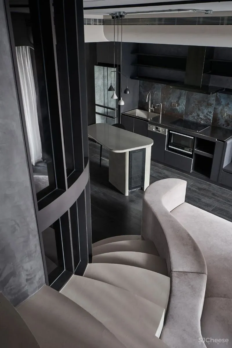 57㎡单人公寓,现代工业风错层空间