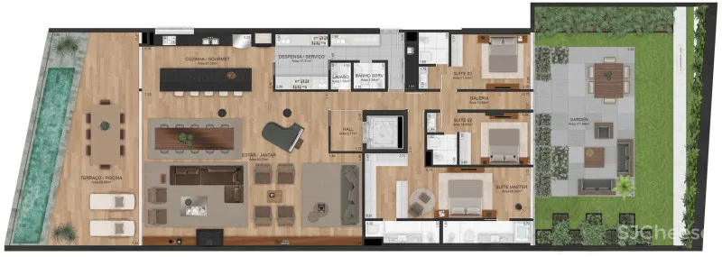 每个户型都有超大泳池,任何大平层跟它比都弱爆了!